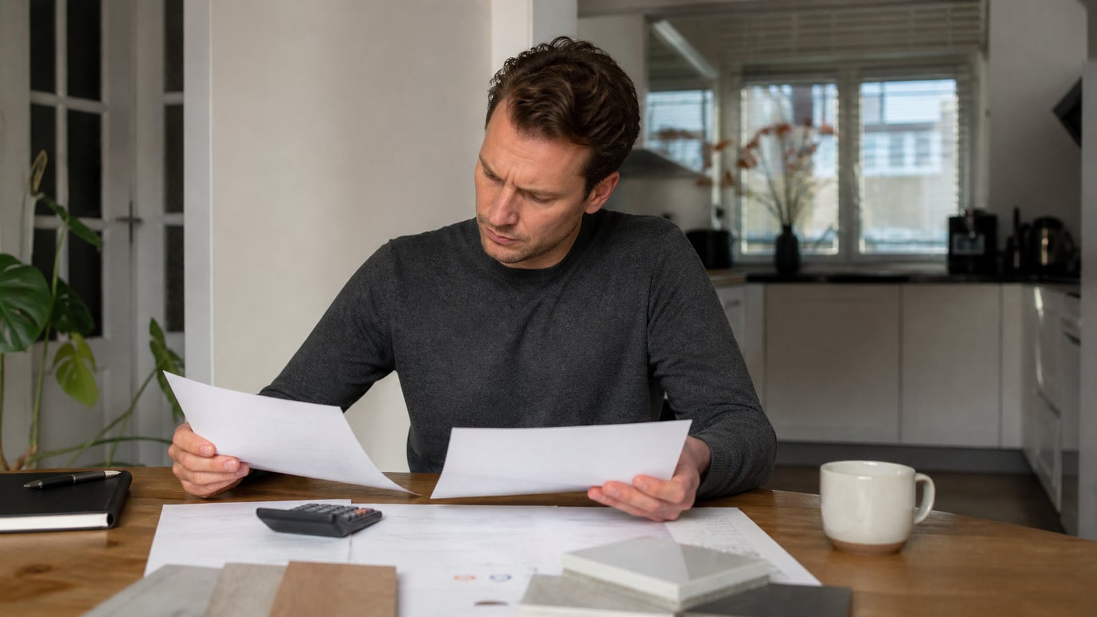 Drie verbouwingsoffertes vergelijken aan de keukentafel